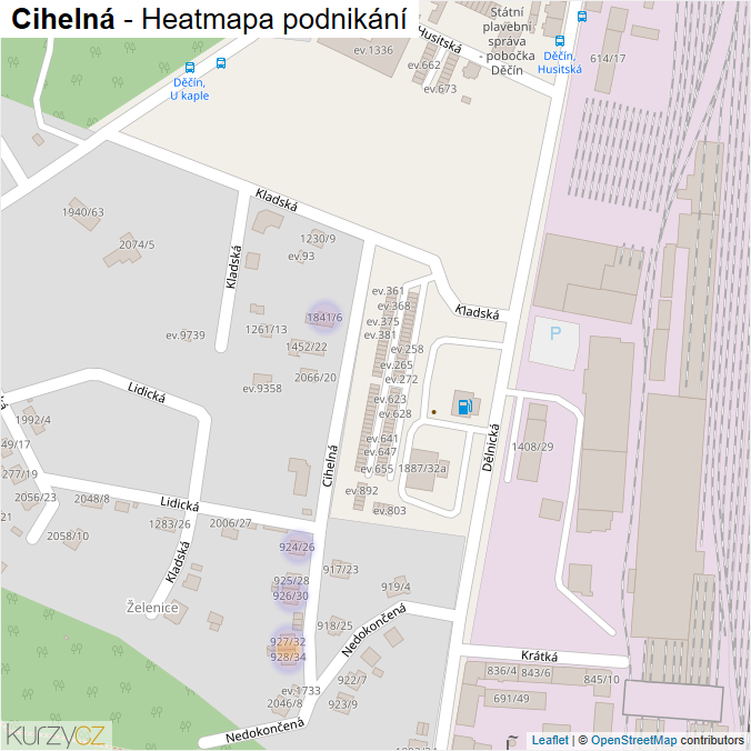 Mapa Cihelná - Firmy v ulici.