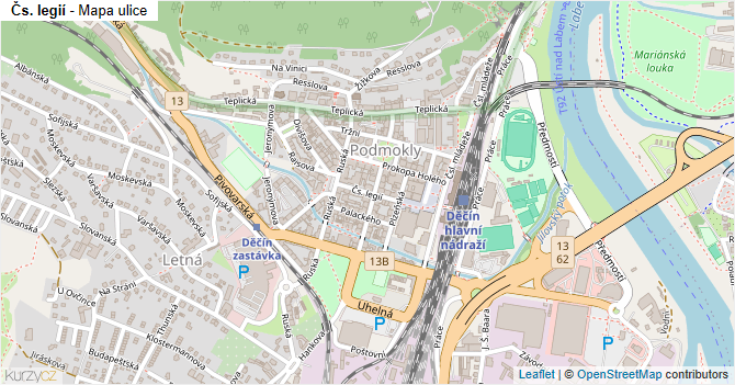 Čs. legií - mapa ulice