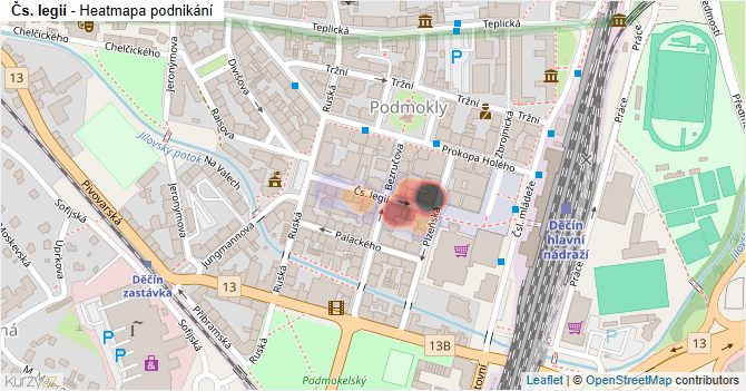 Čs. legií - mapa podnikání