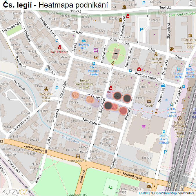 Mapa Čs. legií - Firmy v ulici.