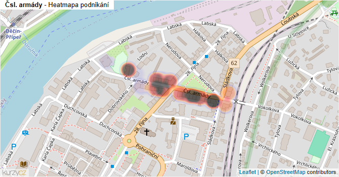 Čsl. armády - mapa podnikání
