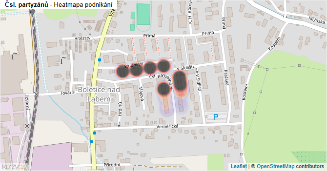 Čsl. partyzánů - mapa podnikání