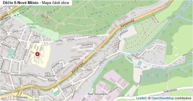 Děčín II-Nové Město - mapa části obce