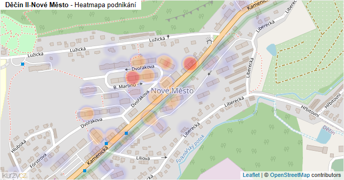 Děčín II-Nové Město - mapa podnikání