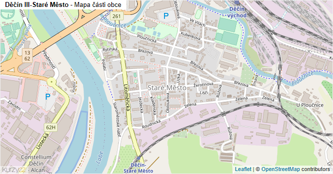 Děčín III-Staré Město - mapa části obce