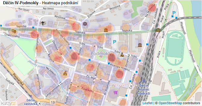 Děčín IV-Podmokly - mapa podnikání