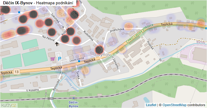 Děčín IX-Bynov - mapa podnikání