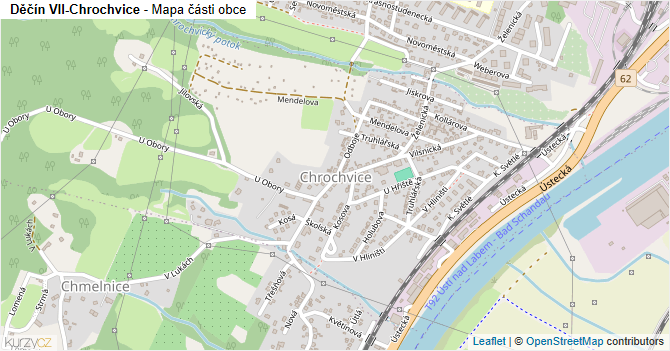 Děčín VII-Chrochvice - mapa části obce