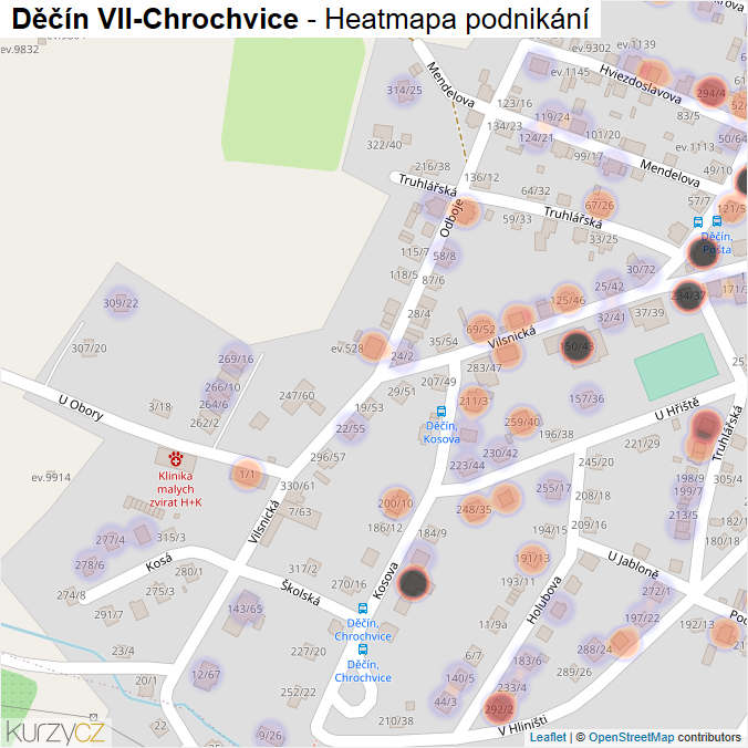 Mapa Děčín VII-Chrochvice - Firmy v části obce.