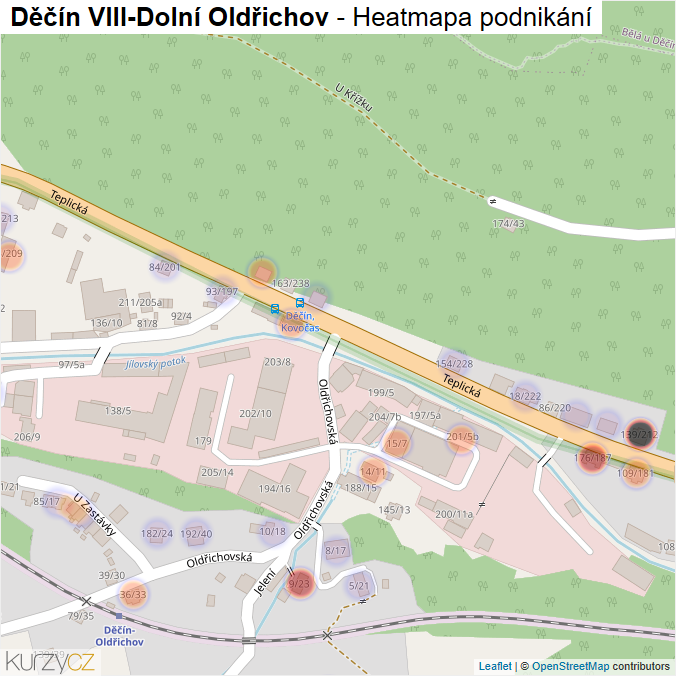 Mapa Děčín VIII-Dolní Oldřichov - Firmy v části obce.