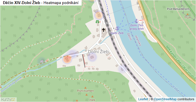 Děčín XIV-Dolní Žleb - mapa podnikání