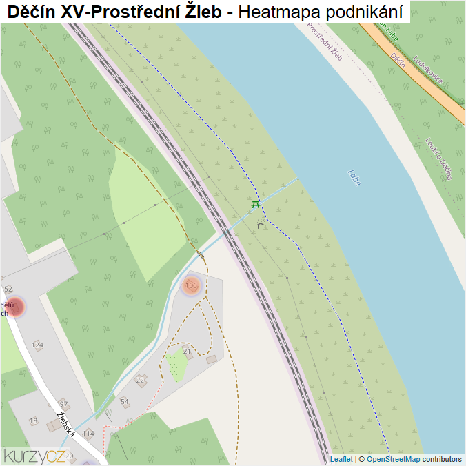 Mapa Děčín XV-Prostřední Žleb - Firmy v části obce.