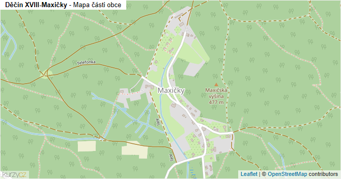 Děčín XVIII-Maxičky - mapa části obce