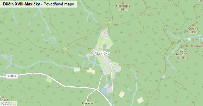 Děčín XVIII-Maxičky - záplavové mapy stoleté vody