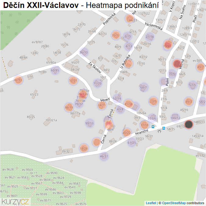 Mapa Děčín XXII-Václavov - Firmy v části obce.