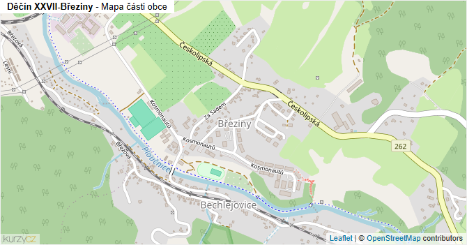 Děčín XXVII-Březiny - mapa části obce