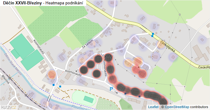 Děčín XXVII-Březiny - mapa podnikání