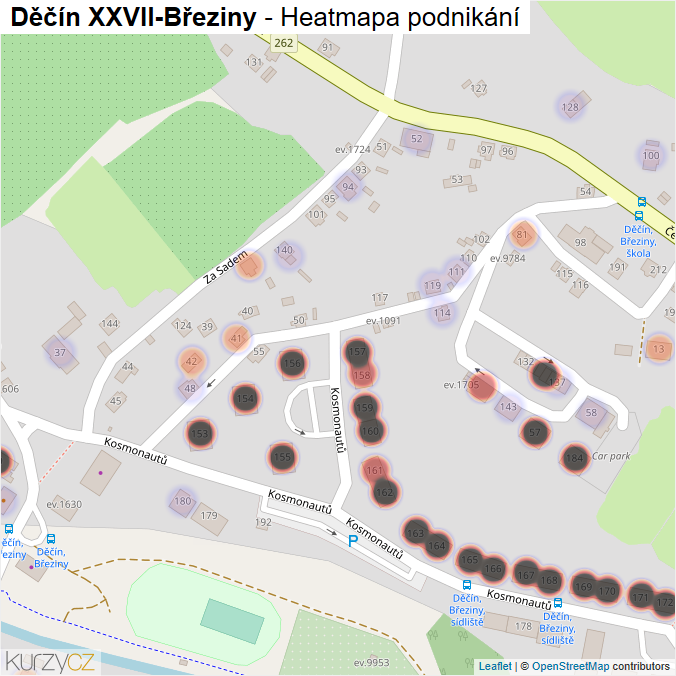 Mapa Děčín XXVII-Březiny - Firmy v části obce.