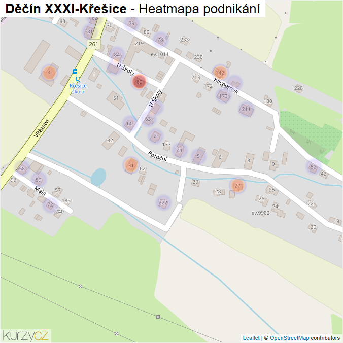 Mapa Děčín XXXI-Křešice - Firmy v části obce.