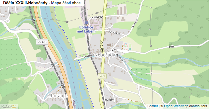 Děčín XXXIII-Nebočady - mapa části obce