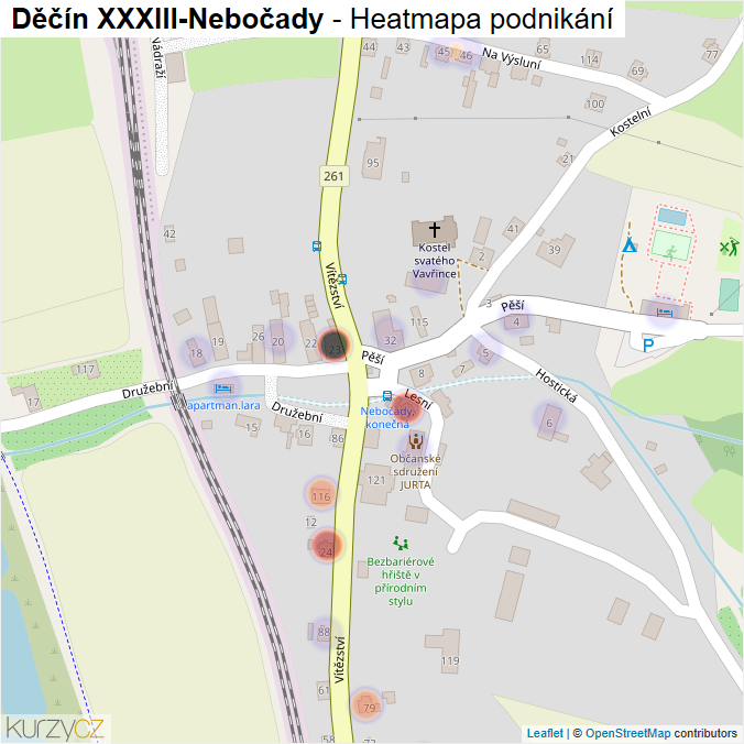Mapa Děčín XXXIII-Nebočady - Firmy v části obce.