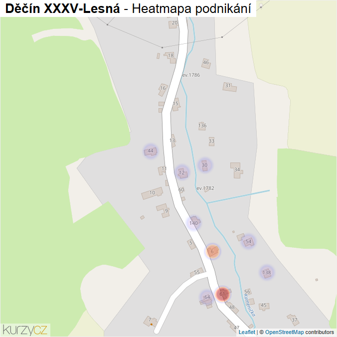 Mapa Děčín XXXV-Lesná - Firmy v části obce.