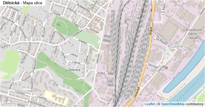 Dělnická - mapa ulice