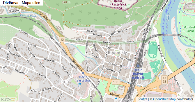 Divišova - mapa ulice