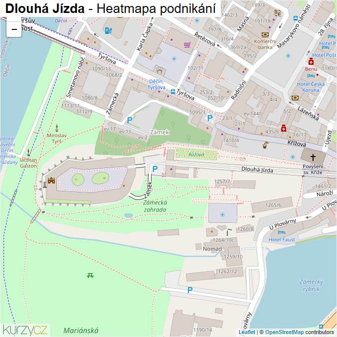 Mapa Dlouhá Jízda - Firmy v ulici.