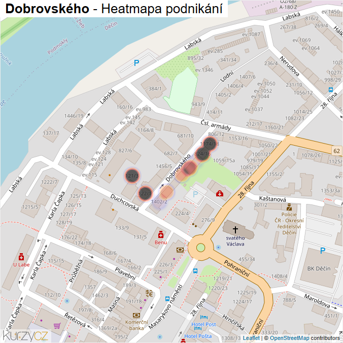 Mapa Dobrovského - Firmy v ulici.