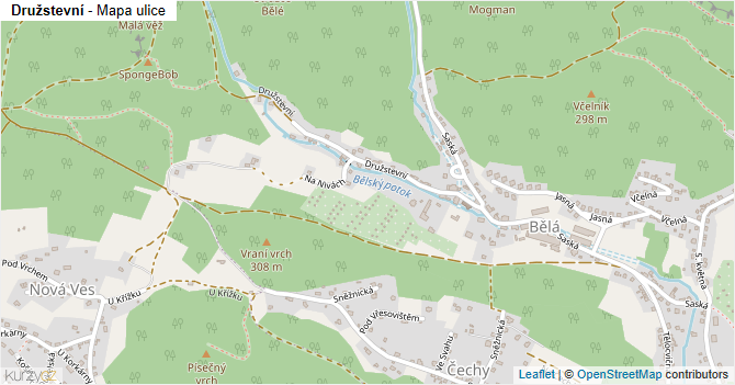 Družstevní - mapa ulice