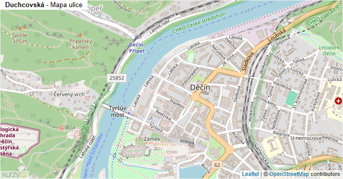 Duchcovská - mapa ulice