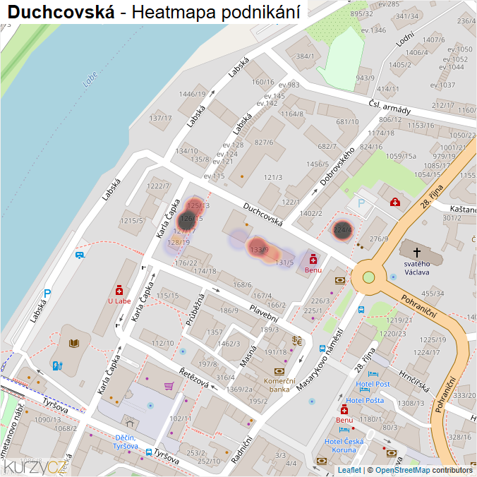 Mapa Duchcovská - Firmy v ulici.