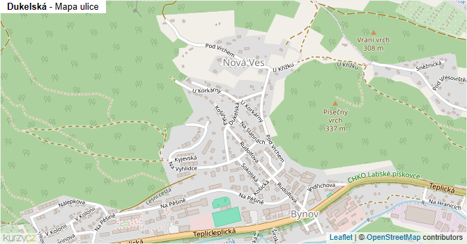Dukelská - mapa ulice