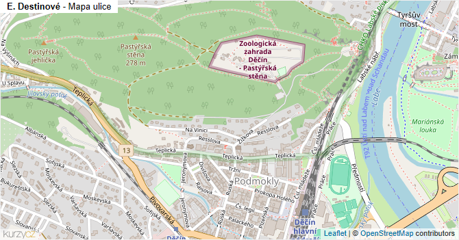 E. Destinové - mapa ulice
