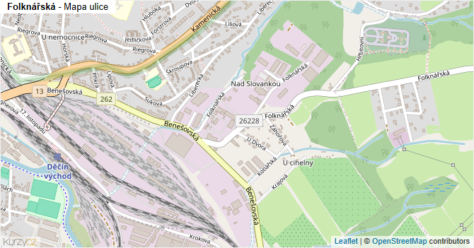 Folknářská - mapa ulice