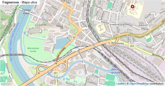 Fügnerova - mapa ulice