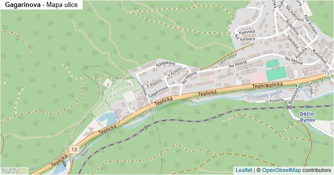 Gagarinova - mapa ulice