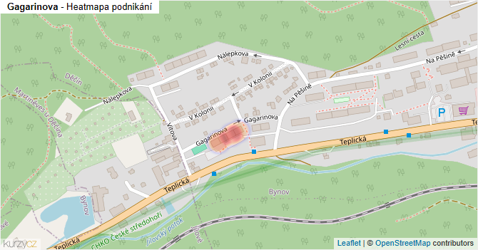 Gagarinova - mapa podnikání