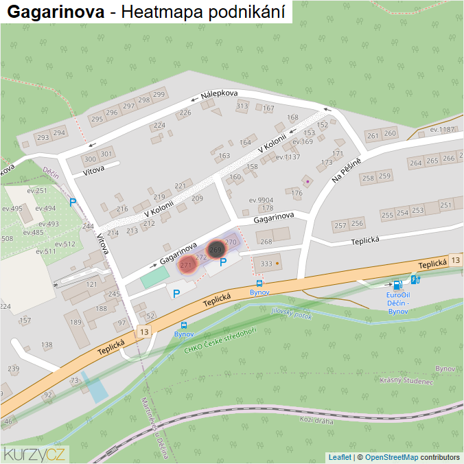 Mapa Gagarinova - Firmy v ulici.