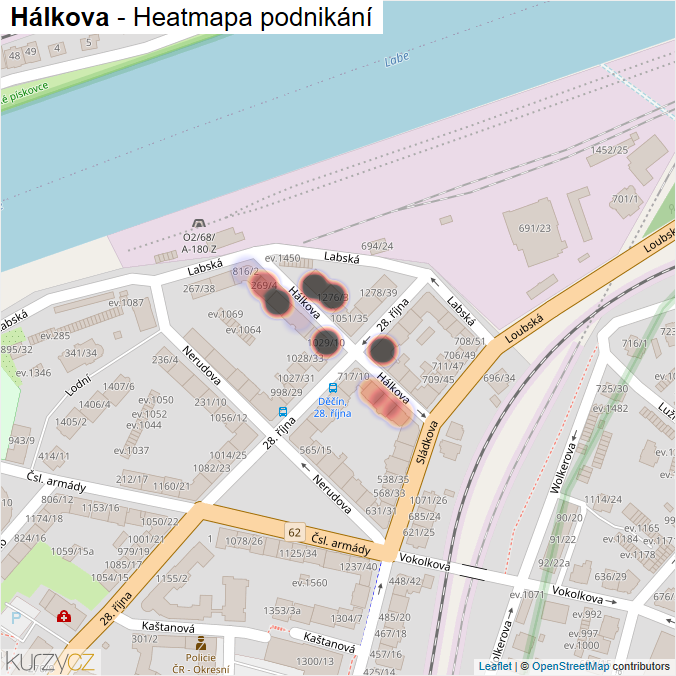 Mapa Hálkova - Firmy v ulici.