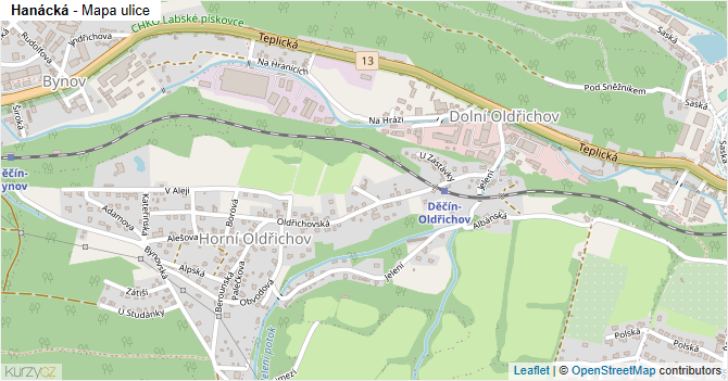 Hanácká - mapa ulice
