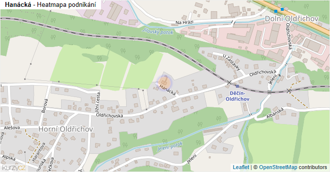Hanácká - mapa podnikání