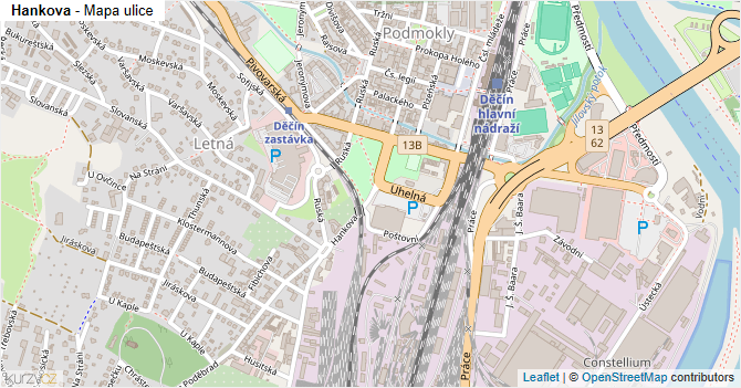 Hankova - mapa ulice