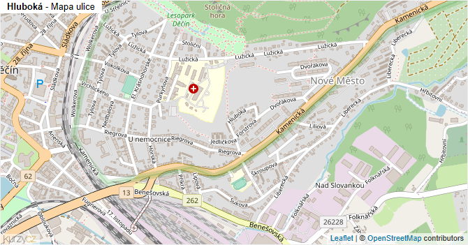 Hluboká - mapa ulice