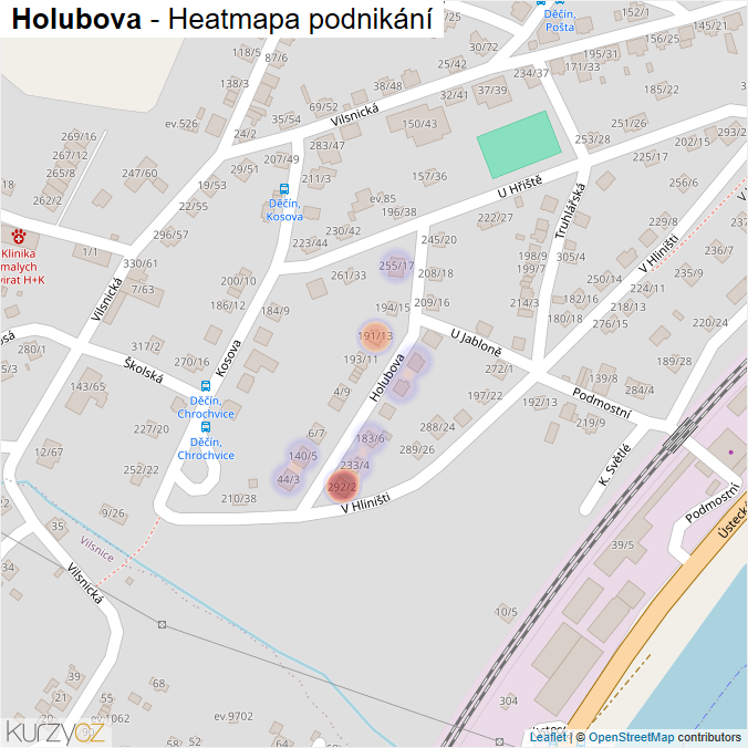 Mapa Holubova - Firmy v ulici.