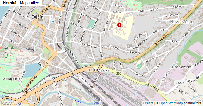 Horská - mapa ulice
