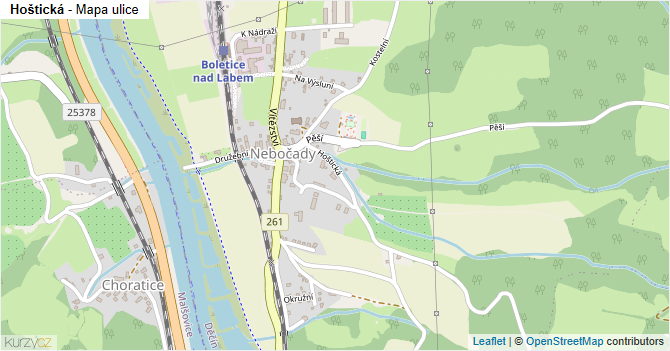Hoštická - mapa ulice