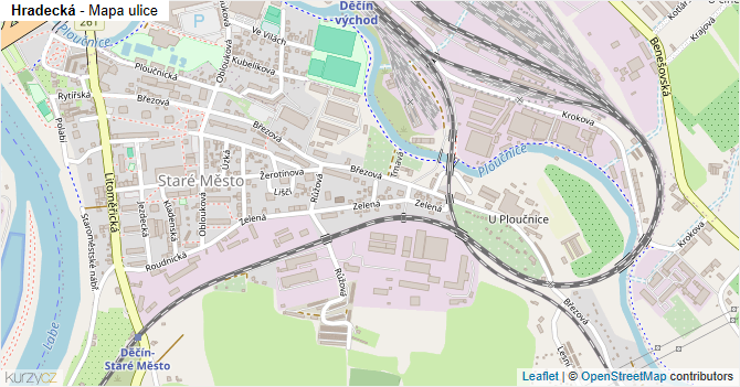 Hradecká - mapa ulice