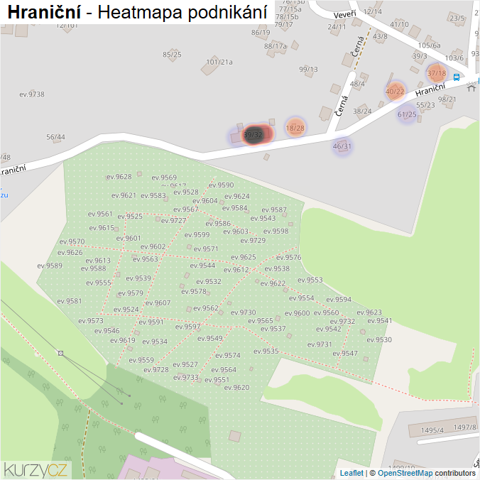 Mapa Hraniční - Firmy v ulici.